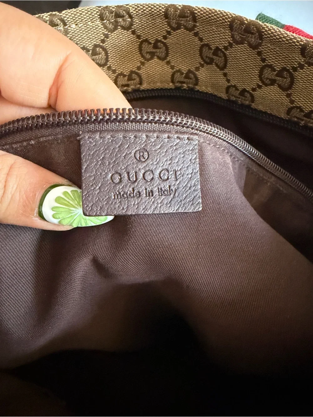 Gucci Black Hoodie with Yellow Green White Logo & Beige GG Tote